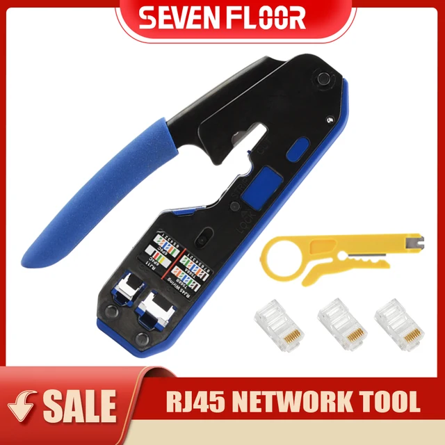 Zestaw narzędzi do zaciskania RJ45, kabel sieciowy cat6 cat5e cat5, szczypce do zaciskania, ściągacz izolacji, obcinak, klips do kabli ethernet, szczypce do wtyczek RJ45/12/11