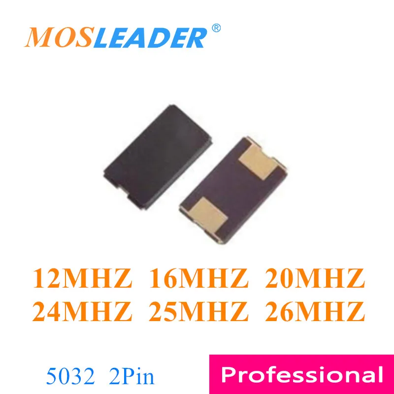 Mosleader 1000PCS 2P 5032 12MHZ 16MHZ 20MHZ 24MHZ 25MHZ 26MHZ 5*3.2mm 12M 16M 20M 24M 25M 26M SMD Passive crystal oscillator