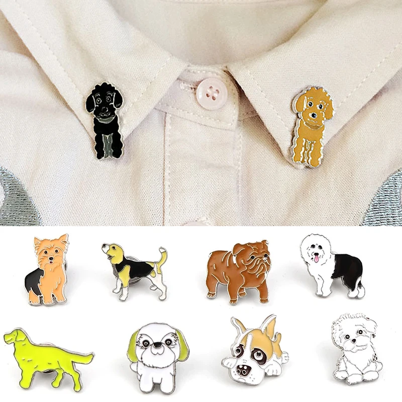 Cartoon Pet Dog Brooch Pin Cute Animal Badges Pins Bulldog Husky Enamel Brooches Men Women Fashion Jacket Coat Jewelry Accessory