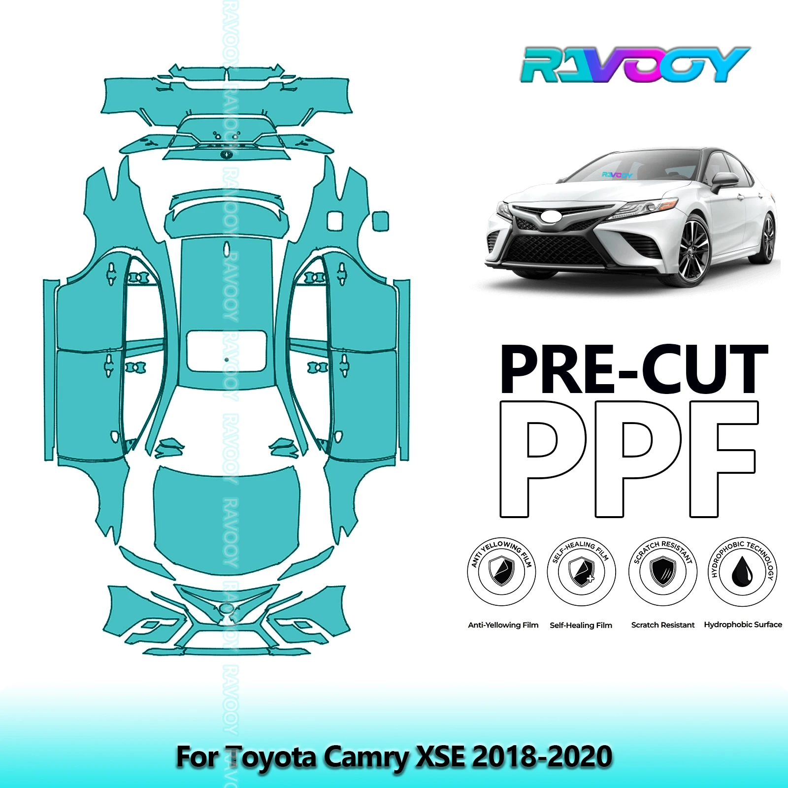 

Car Precut PPF Paint Protection Film Full Vehicle For Toyota Camry XSE 2018-2020