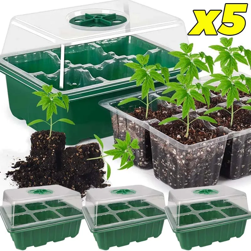 Bandeja de germinación de 6 rejillas, mini invernadero, base de germinación de plantas, caja de cultivo, kit de inicio de plantas, caja de cultivo de semillas