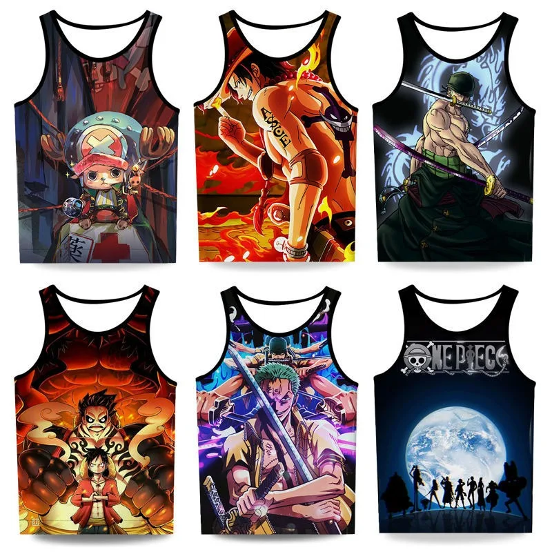 One Piece anime peripheral clothing Luffy Zoro Chopper vest clothes sleeveless T-shirt cute adult children\'s tops wholesale