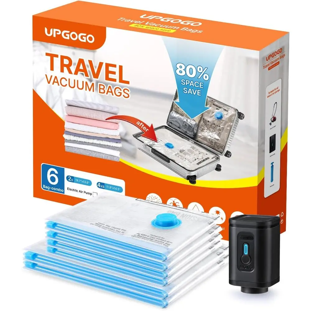

6-Piece Travel Vacuum Pack - Compact Storage Bags for Clothes & Suitcases