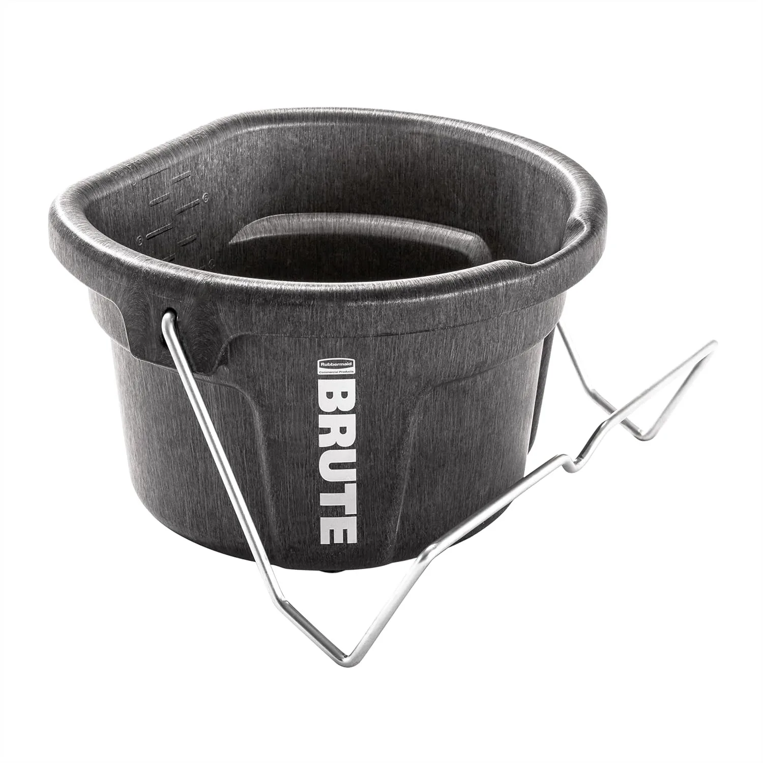

2-Gallon 3-in-1 Flat-Back Feed Bucket with Hook-Hang-Carry Handle, Durable RigidCell, Pour Spout for Horse & Livestock