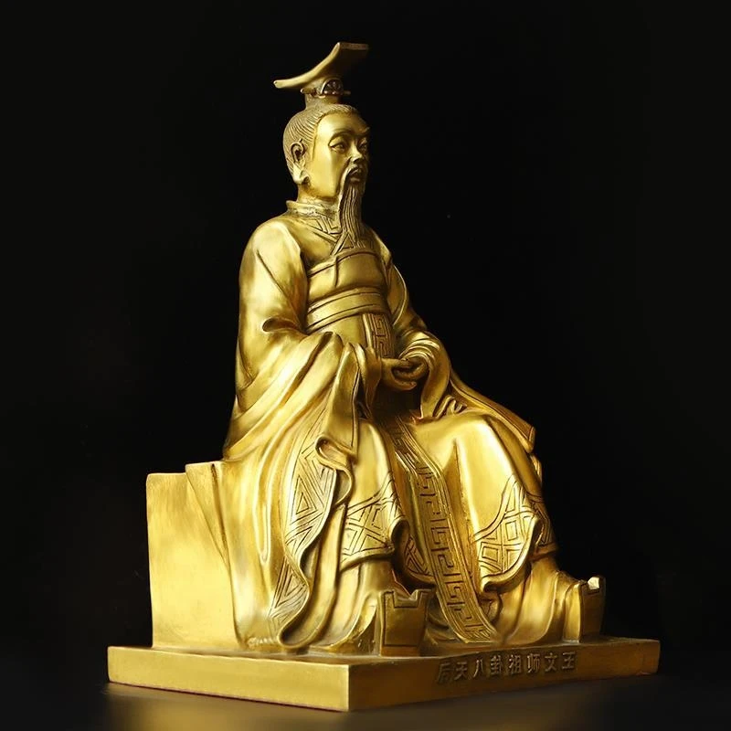 Bronze Statue Of Zhou Wenwang, Western Duke Ji Chang, A Figure From The Eight Trigrams Tradition, For Worship And Home