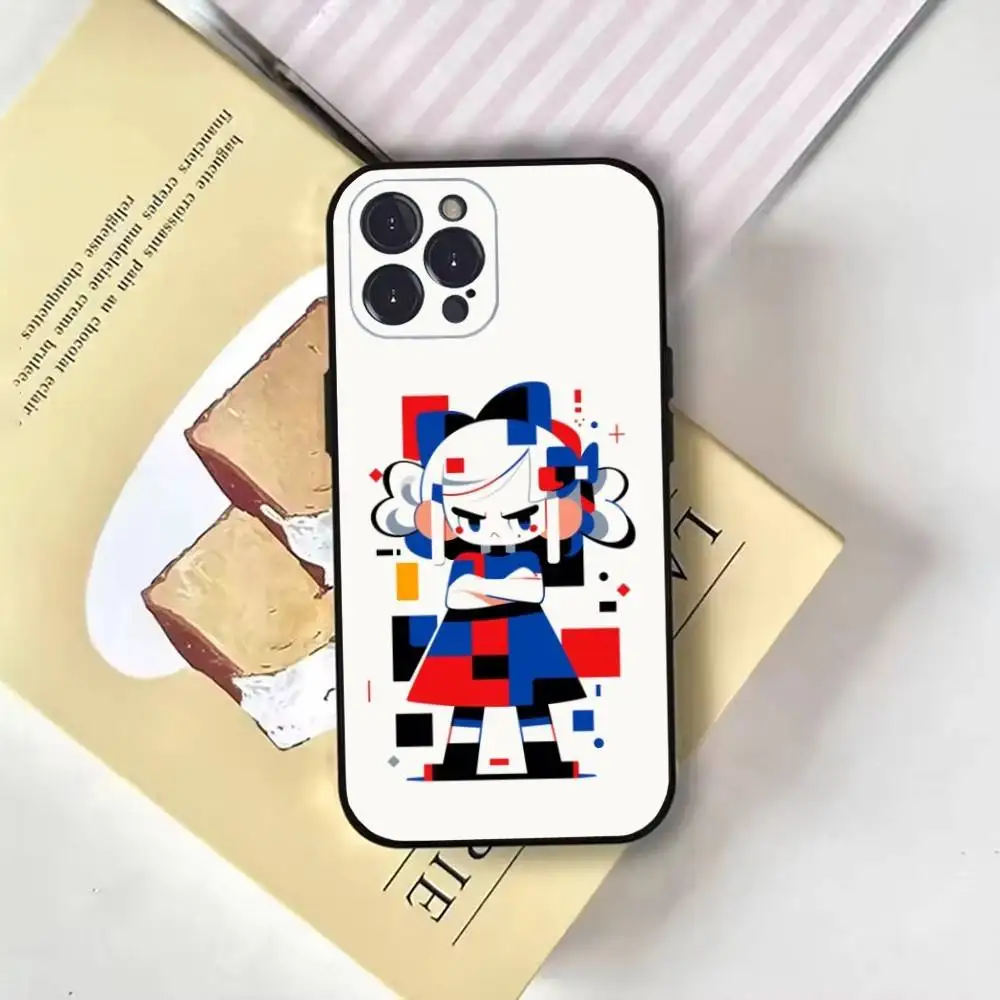 Mondriaan Kleur Vierkant Art Telefoonhoesje Voor iPhone16,15,14,13,12,11 Plus,Pro Max,XS,X,XR,SE,Mini,8,7,Zachte Zwarte Cover