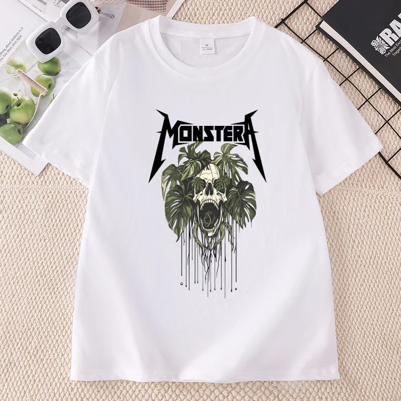 Monstera Skull T-Shirt, Gothic Botanical T-Shirt, Dark Plant Aesthetic Tee, Unisex Cood Dad T-Shirt, Vatertagsgeschenk, Herrenbekleidung – Detail 4