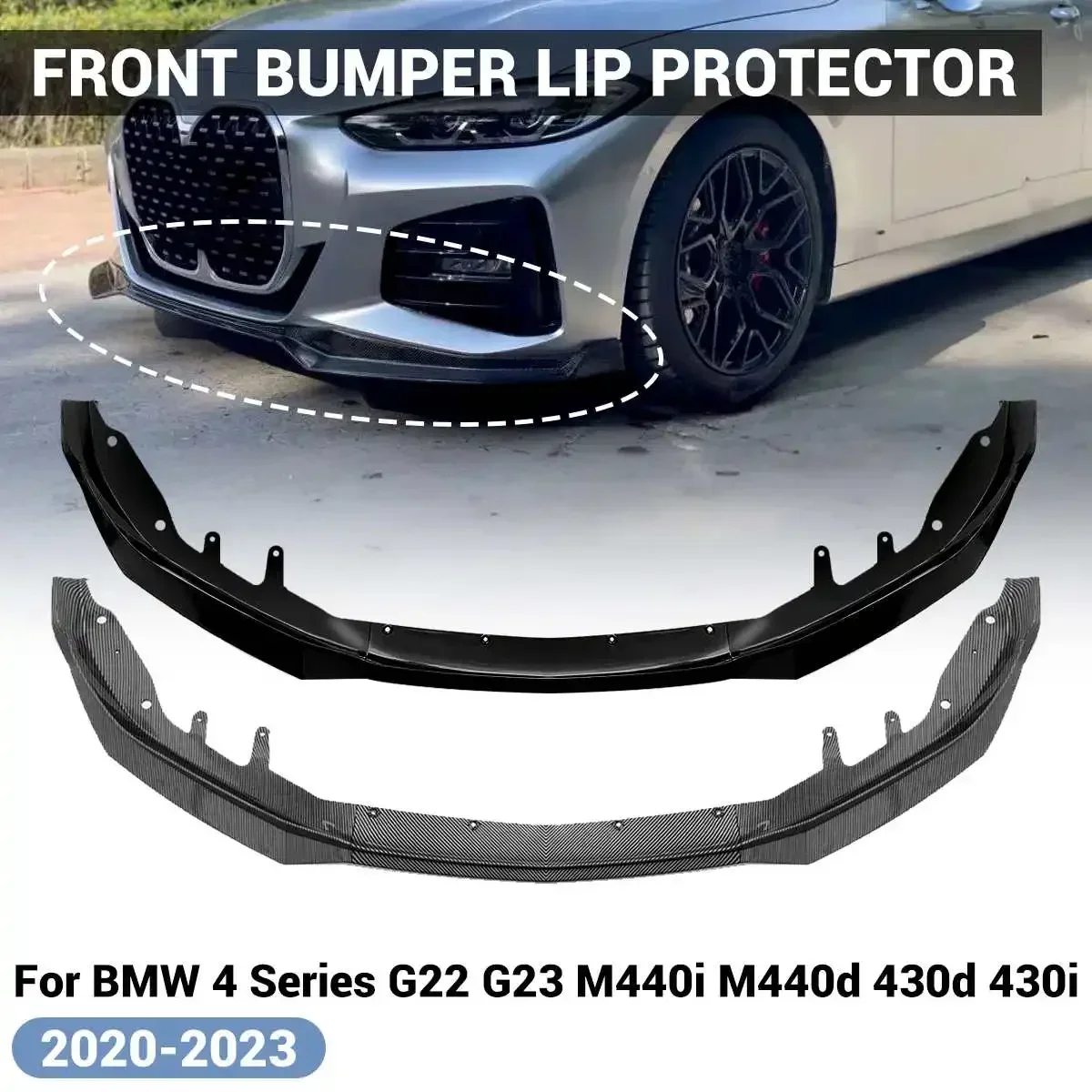 

3PCS Car Front Bumper Lip Protector Exterior For BMW 4 Series G22 G23 M440i M440d 430d 430i 2020-2023