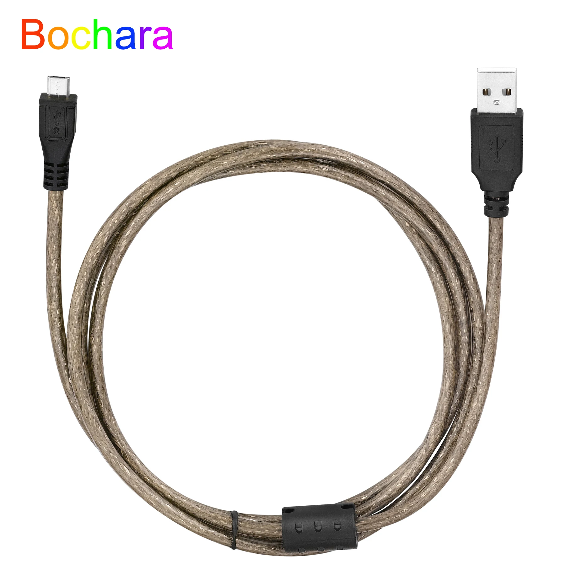 Bochara Micro USB 2.0 kabel danych USB-A do podwójne ekranowanie Mirco-B (folia + pleciony) przezroczysty czarny 1.5m 3m 5m 10m