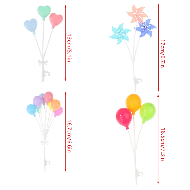 1Set mainan dekorasi taman rumah ornamen balon, kincir angin bentuk hati bulat balon warna-warni miniatur rumah boneka 1:6