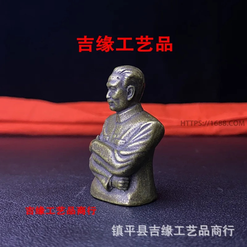 Antique Character Brass Zhou Enlai Half-Body Copper Statue Home Desktop Mini Small Copper Statue Statue Ornaments