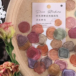 Yoofun 40pcs/lot Vintage Wax Stamp Seal Sticker Retro Style DIY Decorative Scrapbooking Collage Junk Journal Envelope Sealing