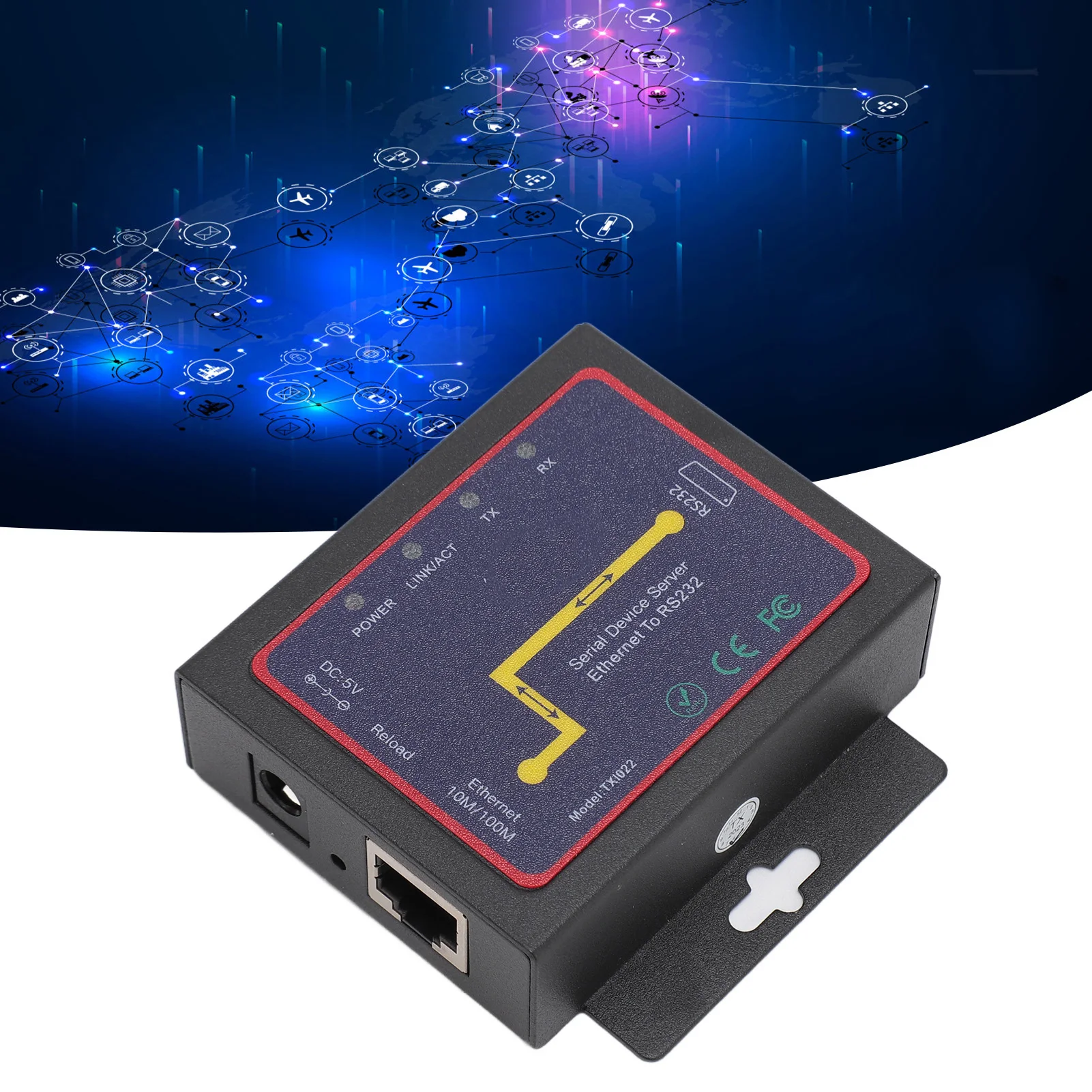 

Сетевой адаптер RJ45 к RS232 IP 300 бит/с до 230400 бит/с Ethernet к RS232 Сервер последовательных устройств TXI022 для кард-ридера