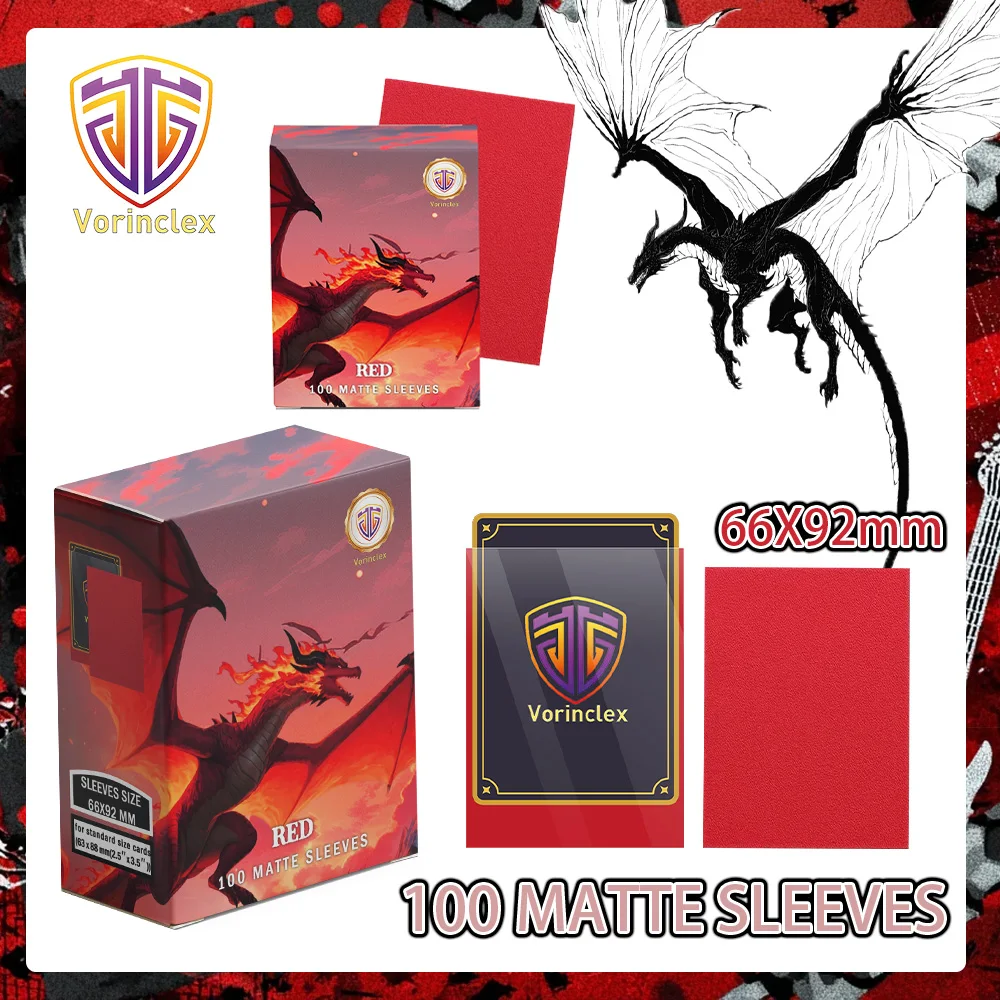 

Набор из 100 матовых красных протекторов для карт Dragon Shield, 66x92 мм, стандартные защитные пакеты для коллекционных карт MTG, PKM, TCG