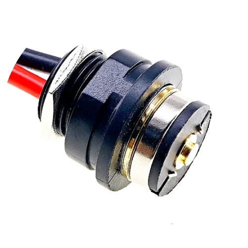 Magnetischer runder Pogo-Pin-Stecker, 10 A, männlich, weiblich, Metall, federbelastet, 1-poliges DC-Ladegerät, 16 AWG-Draht, M12-Gewinde, Gold – Detail 5