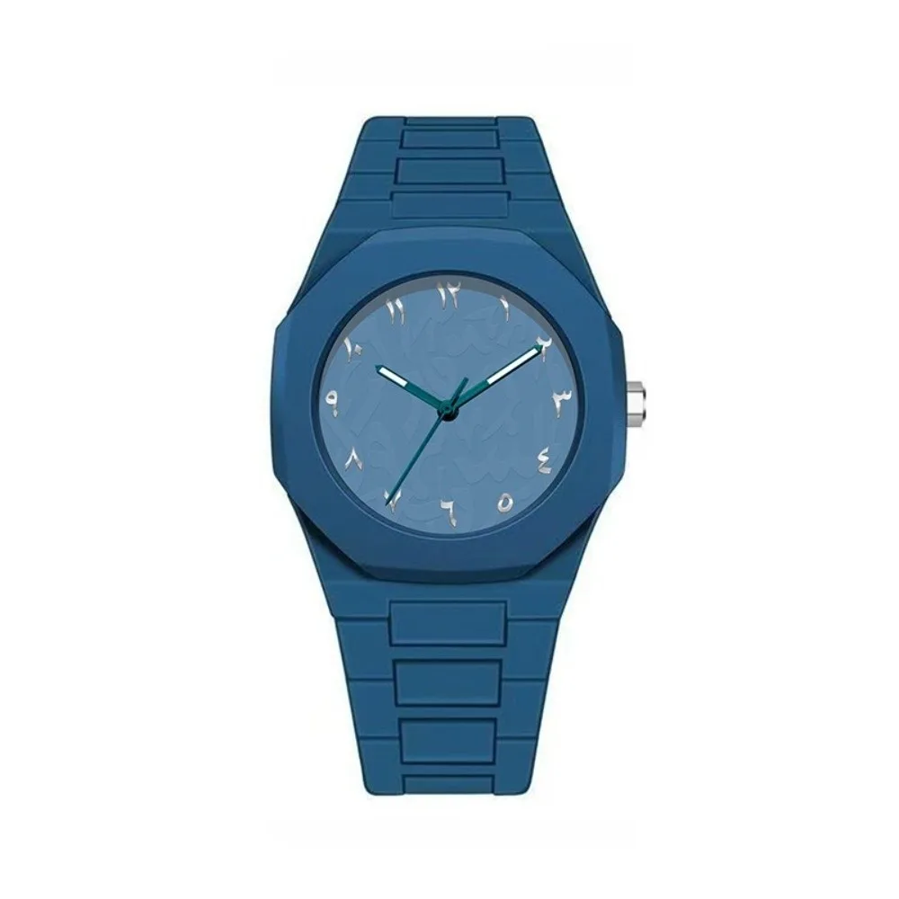 Arabic Dial Waterproof Watch Round Dial Plastic Strap Business Watch Color Strap Exquisite Design Couple Watch Casual Wear