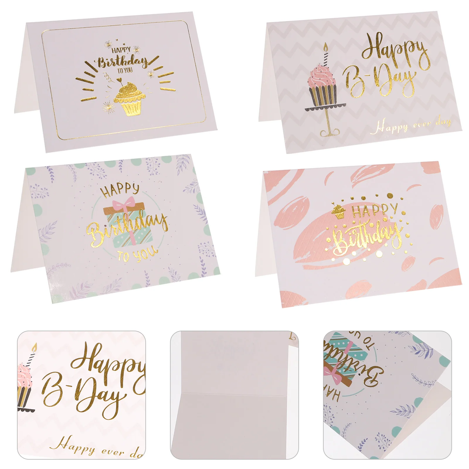 

40pcs Birthday Greeting Elegant Happy Birthday For Blessing Decorative Message Gift Cards Party Flower Bouquet Thank You Writing