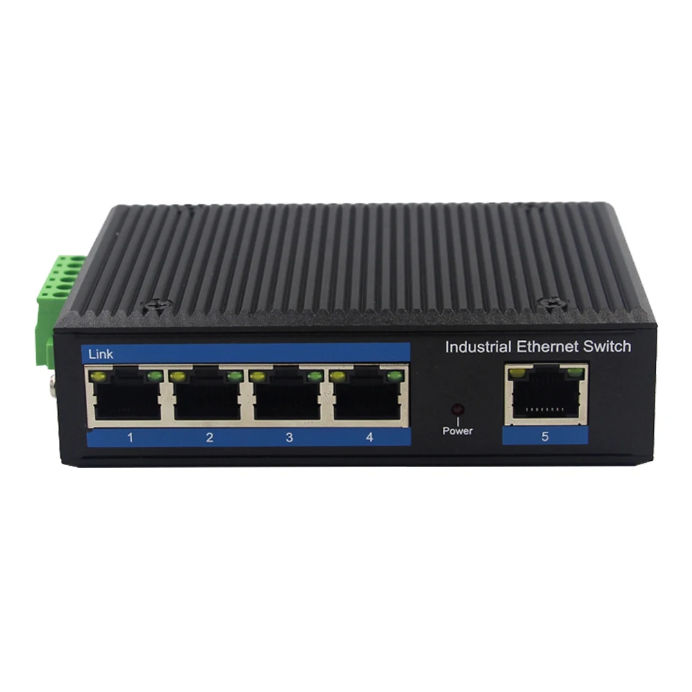 Industrial POE 5 UTP Port Switch Din Rail Mount Dual Power Supply 10/100/1000M RJ45 Port Converter