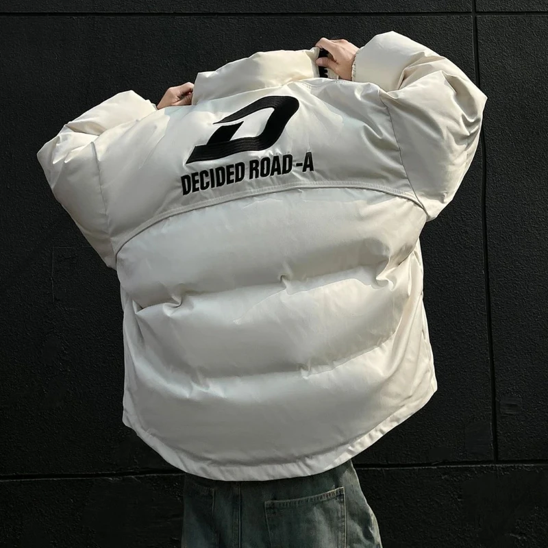 

​2025 Trendy American Style Quilted Jacket Thickened Warmth Winter Coat with Zipper Embroidery Detailing​