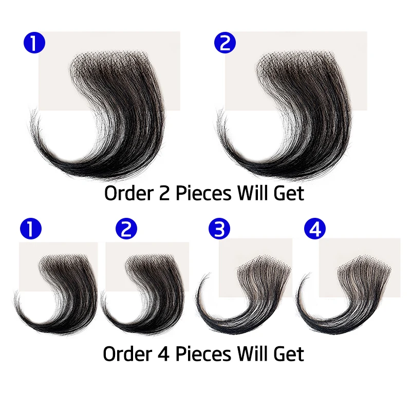 Bordes de encaje negro, 15cm, 100% cabello humano, parche para línea de cabello, parche para borde de costilla, flequillo Natural Invisible, cobertura sin costuras para la frente