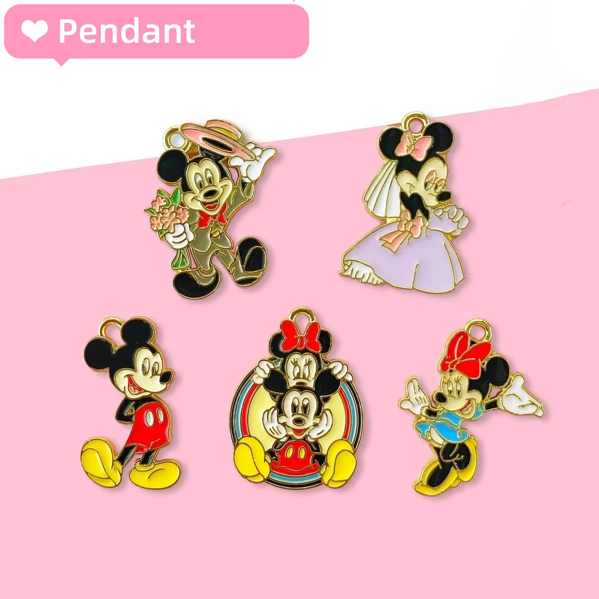 

stitch Disney cartoon Mickey Minnie couple pendant alloy DIY accessories keychain bag necklace earring pendant wholesale