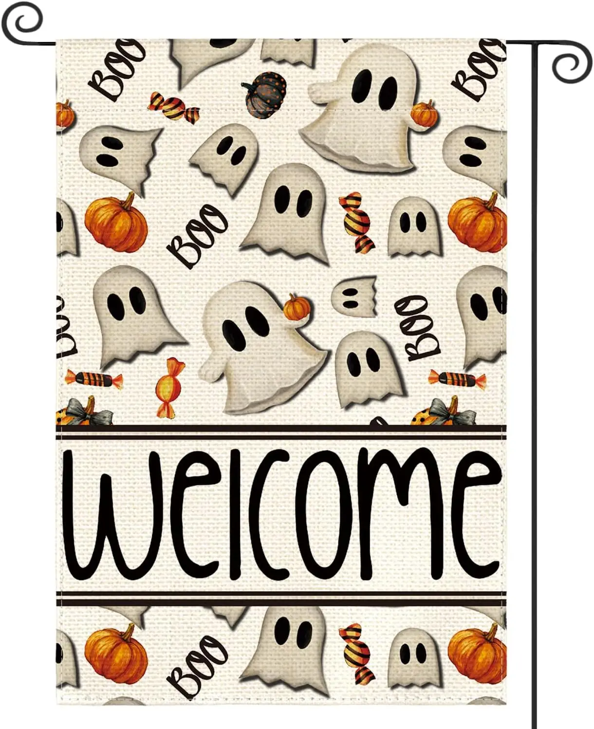AVOIN colorlife Halloween Garden Flag 12x18 Inch Double Sided Outside, Ghosts Boo Welcome Yard Outdoor Flag LLE WWL UUN