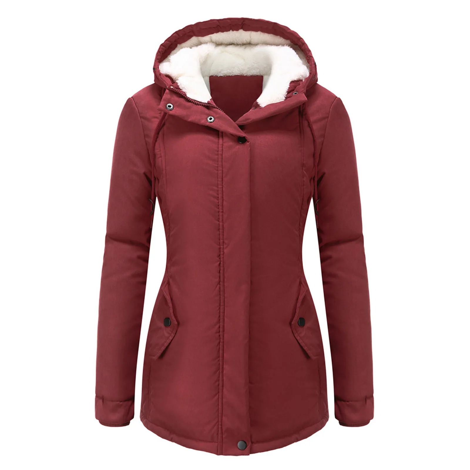 

Women's Warm Thickened Overcoat Solid Color Trendy Winter Fleece Lined Hoodie Streetwear Korean Style CoatFor Women