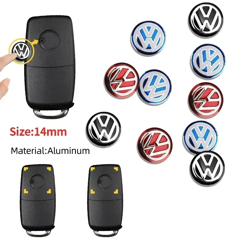

14mm Car Key Emblem Stickers Auto Control Key Logo Accessories For Volkswagen R Golf 4 Motion Polo Touran TSI TDI R32 MK4 GTI