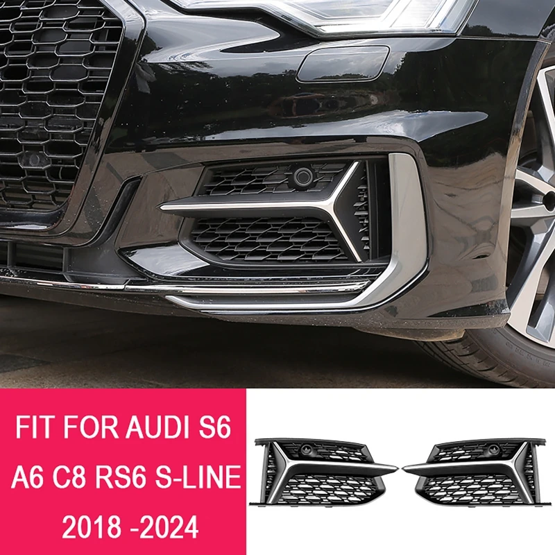 

Car Front Bumper Grille Grill Cover Fog Light Cover For Audi A6 S-line C8 2018-2024/For Audi S6 C8 2018-2024
