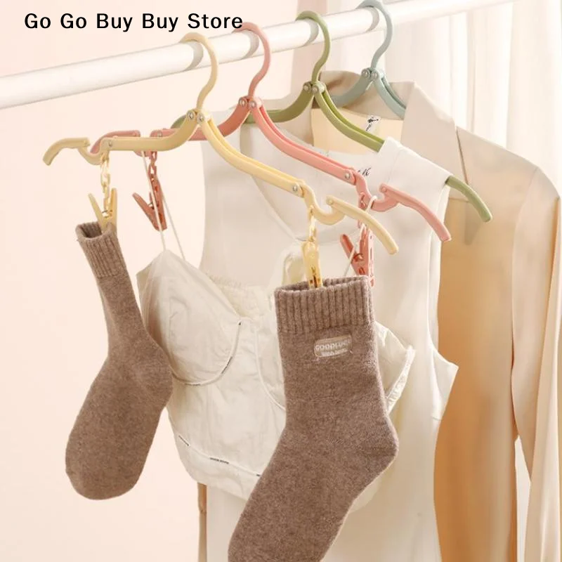 1pcs Foldable Clothes Hangers Non-slip Plastic Rivet style Folding Clothes Rack Drying Portable Space Saving for Home Travel