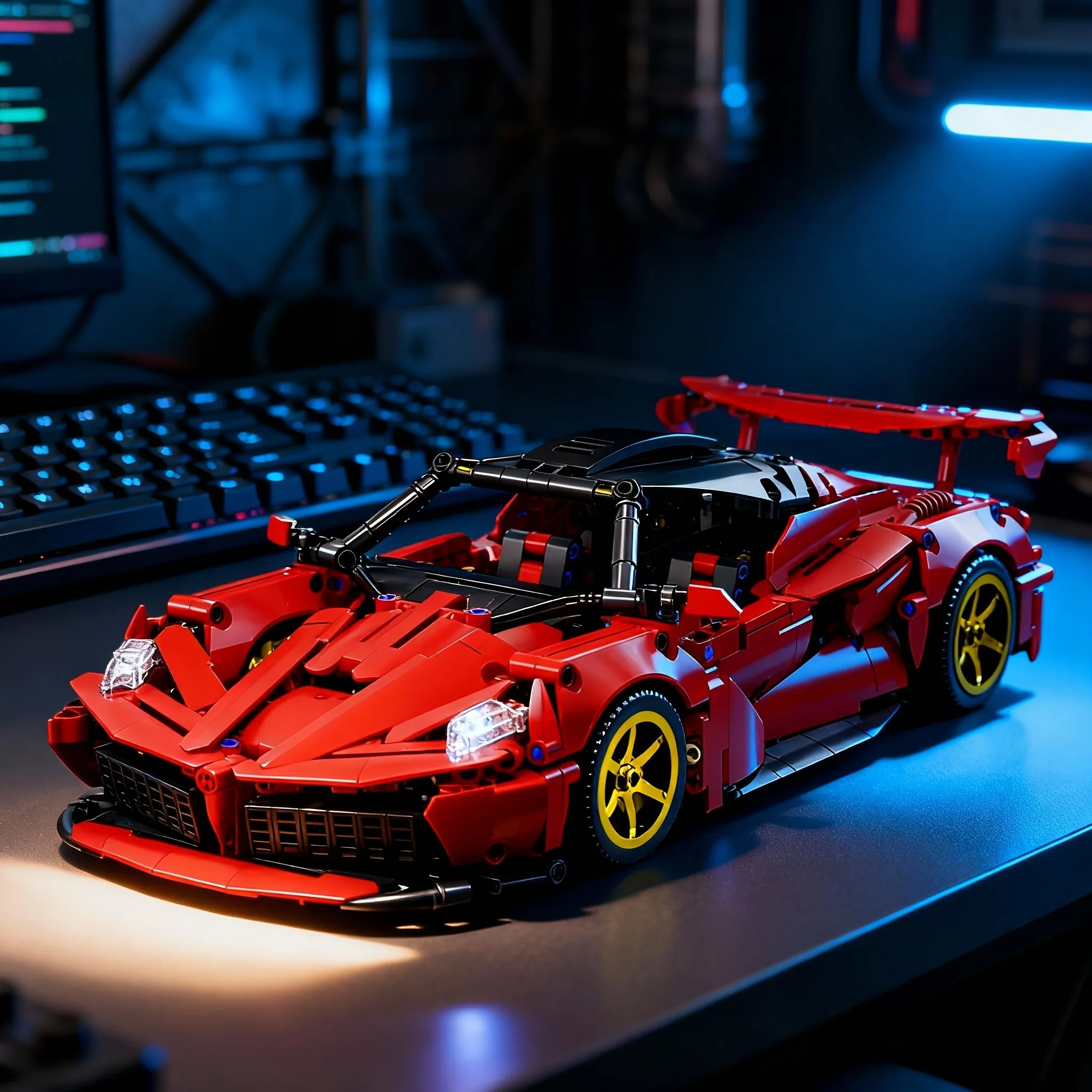 

A classic red racing brick playset, perfect for tabletop bookshelf ornaments, and an ideal Christmas gift