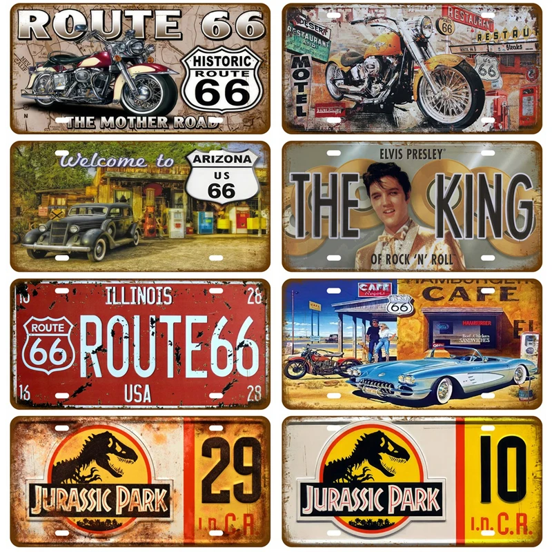 

Tin Sign Bar Club Wall Art Garage Home Decoration Route 66 Vintage Metal Sign Poster Car Number Tinplate Plate Plaque Moto Gas