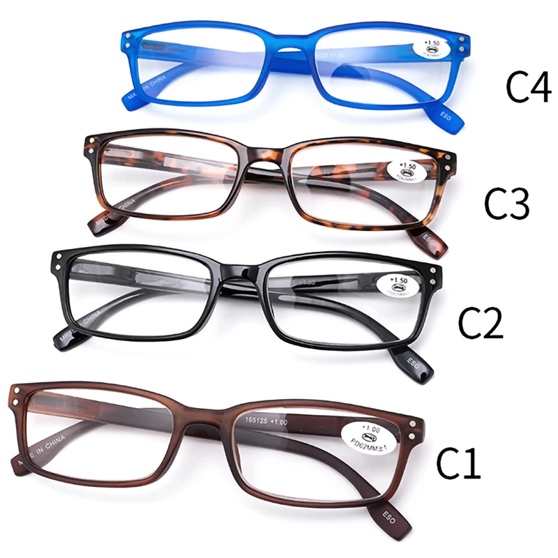 4 عبوات من نظارات القراءة المستطيلة للأعمال للرجال جودة عالية نظارات طويلة النظر متينة 1.00 1.50 2.00 2.50 3.00 3.50