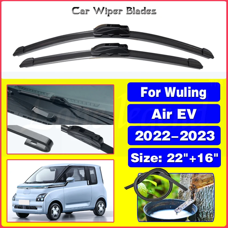 

2pcs For Wuling Air EV 2022 2023 Car Wiper Blades Front Windscreen Wiper Blade Brushes Cutter Auto Goods Car Accessories 22"+16"