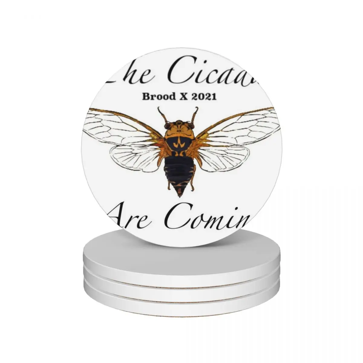 

Cicadas 2021 The Cicadas are Coming 2021 Brood X Ceramic Coasters (Set of 4) cute kitchen ceramic set customized Coasters