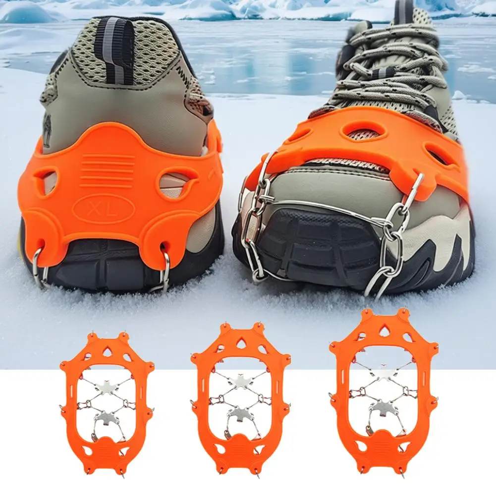 19 الأسنان الجليد القابض سبايك للأحذية المضادة للانزلاق المضادة للانزلاق عدم الانزلاق أغطية الحذاء الثلوج الجليد الأشرطة المرابط السيطرة تسلق حذاء V3C7 #3