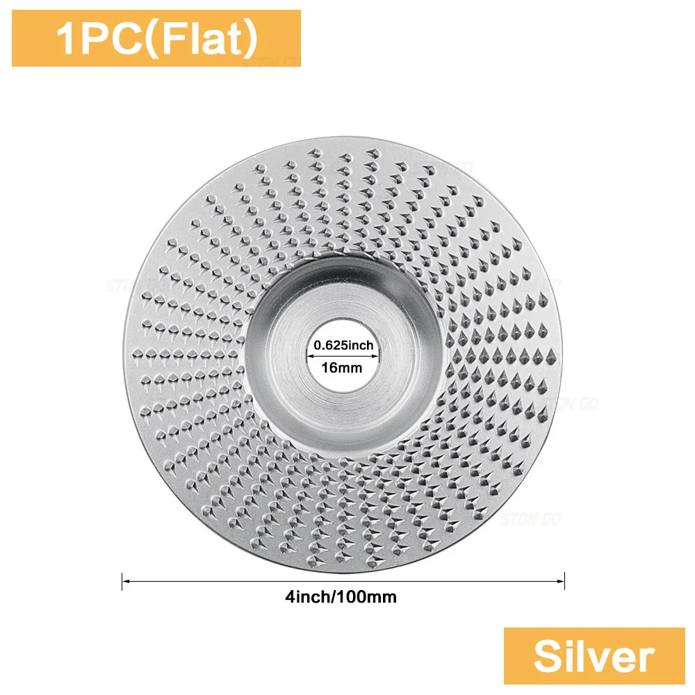 STONEGO Wood Grinding Wheel Angle Grinder Disc Wood Carving Sanding Steel Arc/Flat/Bevel Disc Abrasive Tool