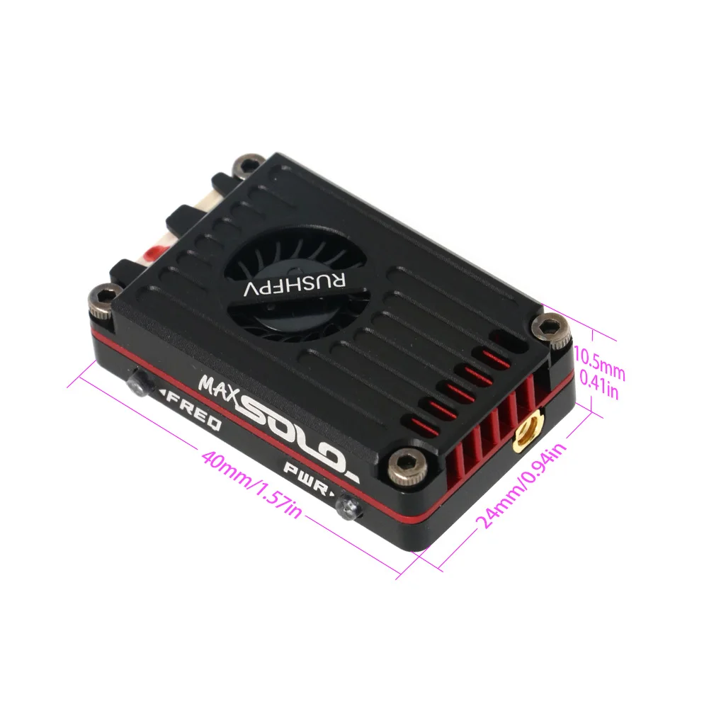 RUSHFPV MAX SOLO XBAND 4.9G 2.5W 8CH Transmitter VTX 4.9Ghz CNC Shell Built-In Cooling Fan For RC FPV Range Racing Drone