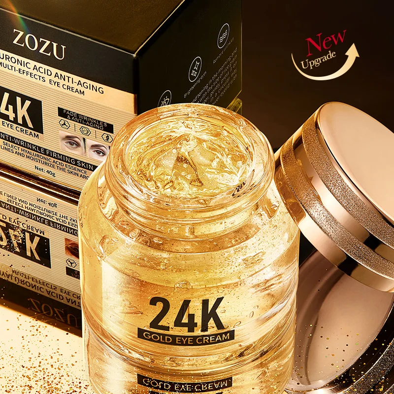 Crema para los ojos con ácido hialurónico de oro de 24k, antiojeras, bolsas para los ojos, reafirmante, hidratante, productos para el cuidado de la piel