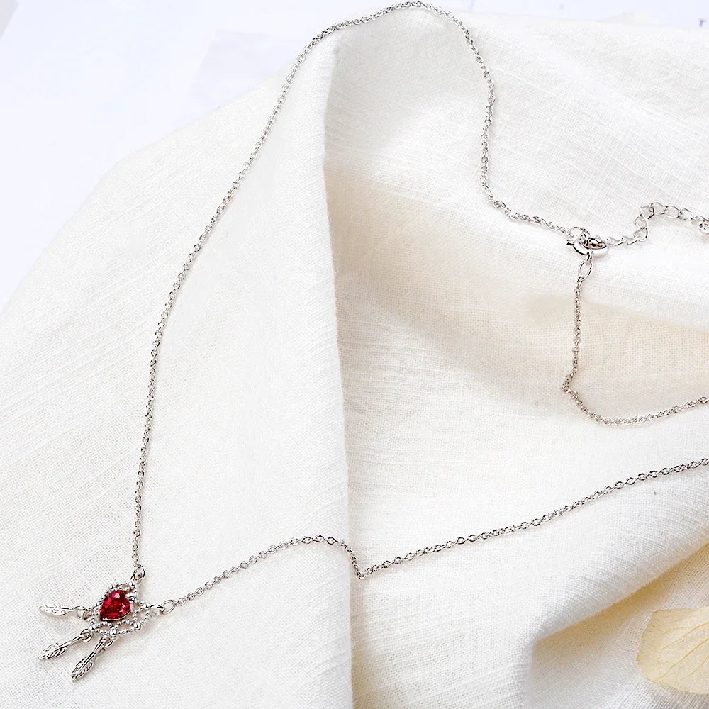 الحلو الأحمر الحب القلب 925 فضة حلم الماسك قلادة للنساء قصيرة سلسلة الترقوة حفل زفاف هدية الكريسماس #4