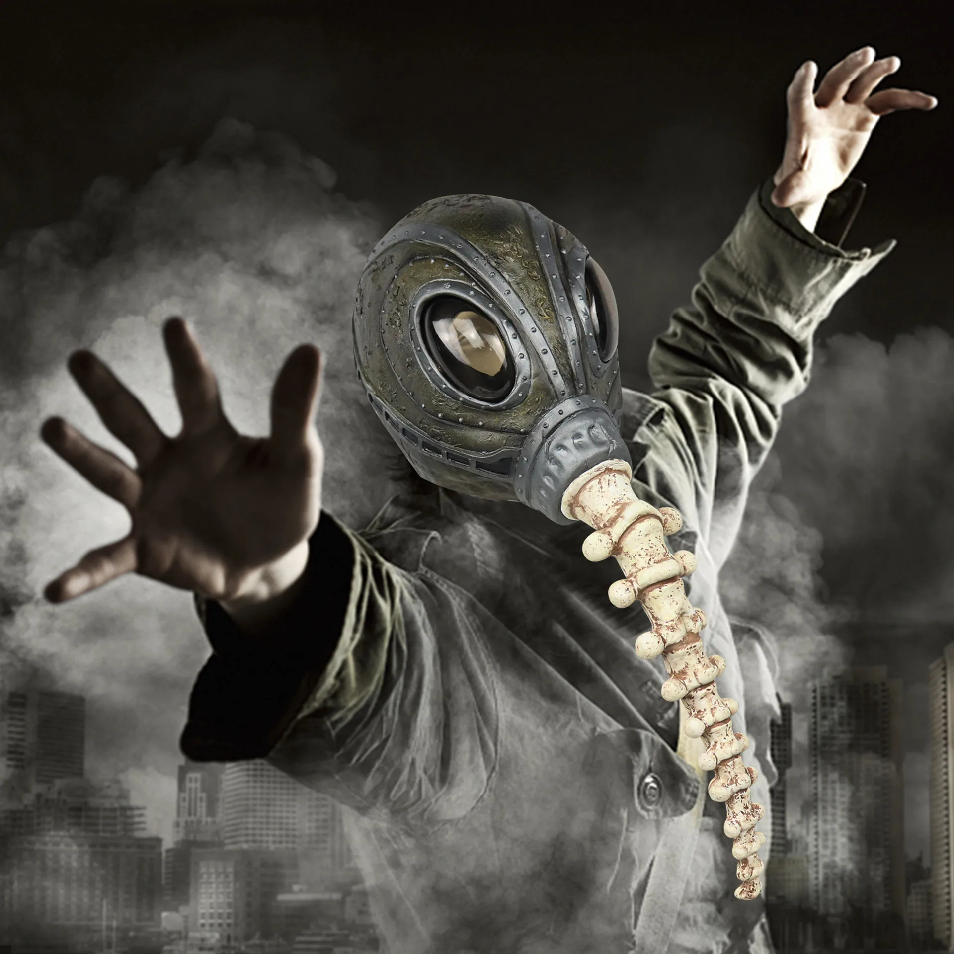 Latex-Maske Kopfbedeckung Gruselhaus Gruselkostüm Halloween Horrormaske – Detail 3