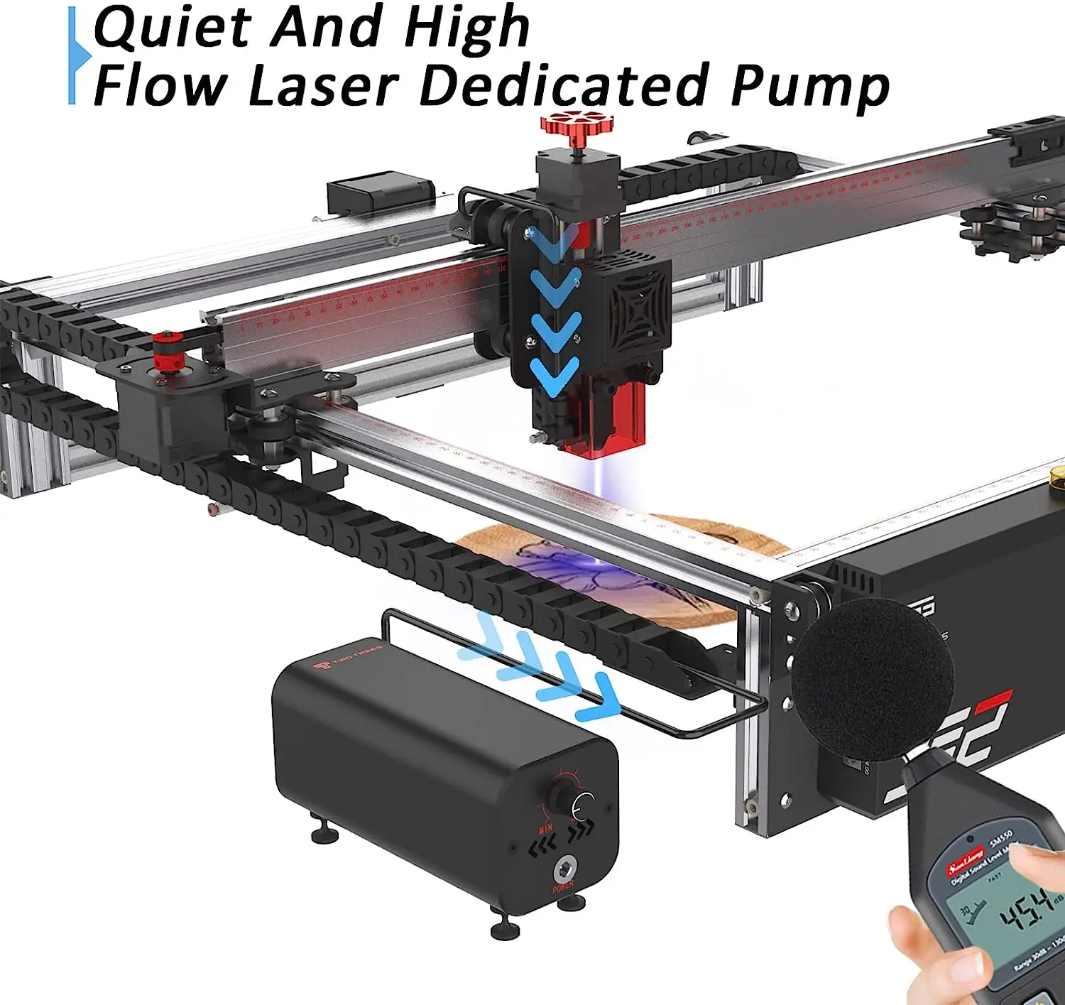 Imagem -03 - Twotrees Ts210w 80w Optical Power Máquina de Gravação a Laser 450x450 mm Tecnologia de Ponto Comprimido Lasergrbl Lightburn Wifi Giroscópio Horizontal