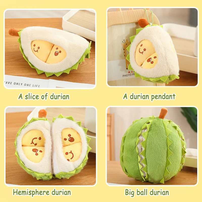 Kids Creative Simulation Detachable Durian Plush Toy Fun Tearable Peeling Durian Plush Pillow Fidget Toy Boys Girl Birthday Gift