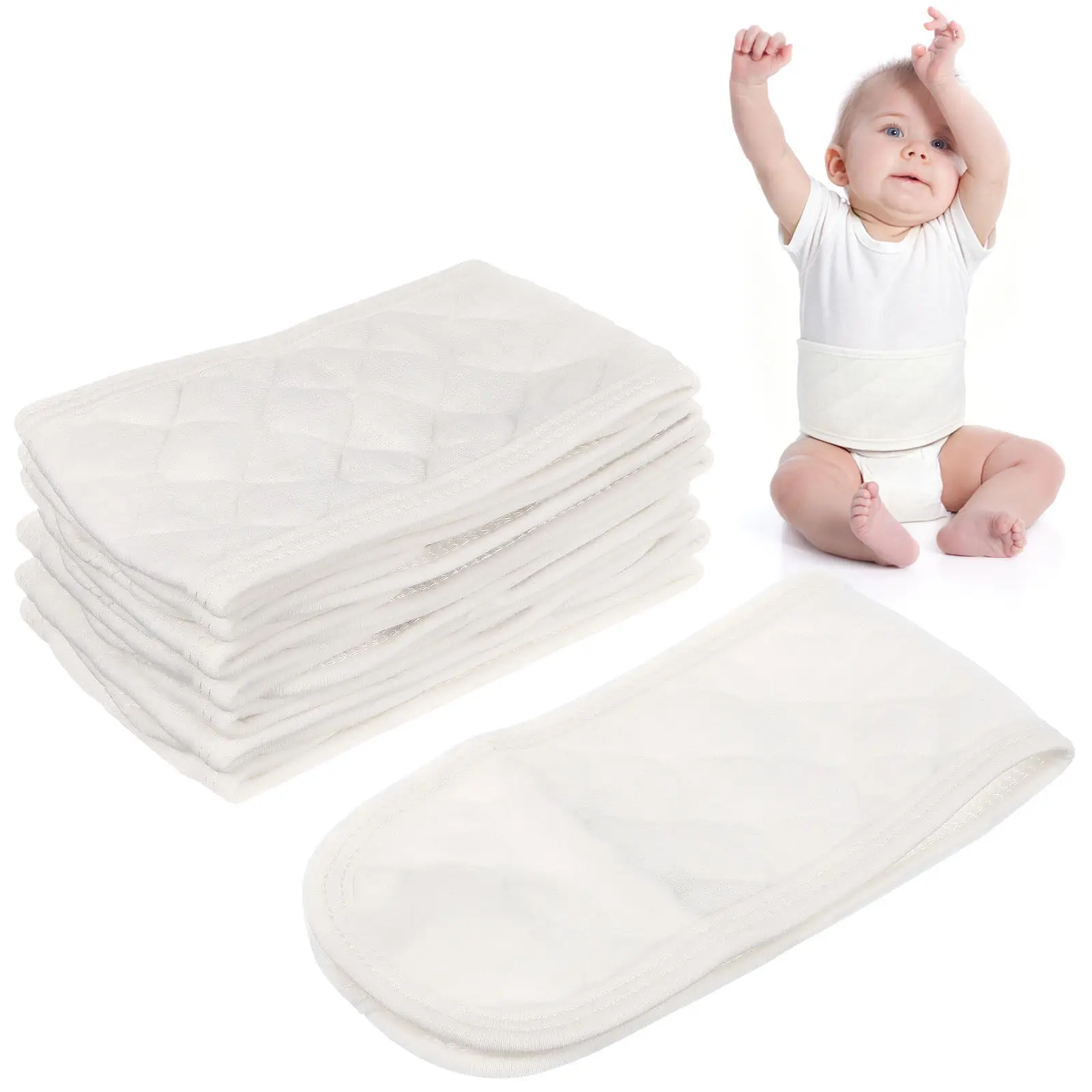 8Pcs Soft Natural Cotton Infant Belly Band Newborn Belly Belt for Navel Protection Fast Healing Cold Prevention Tummy Warmth