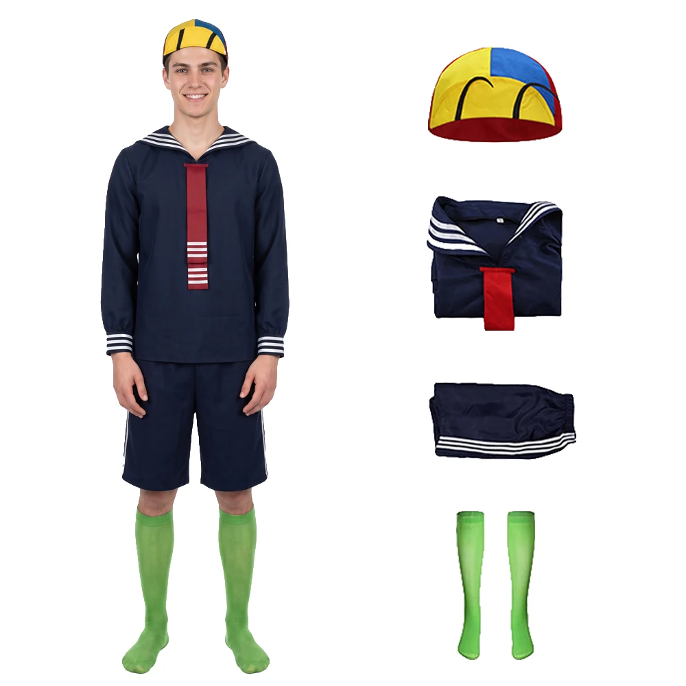 Disfraz de El Chavo Del Ocho Quico Kiko, disfraz de fantasía, serie de televisión mexicana, trajes de fiesta, camisa, pantalones, sombrero, calcetines, Takerlama