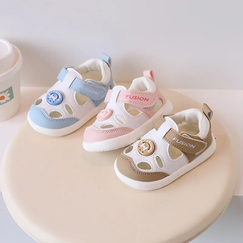 

Sandalias New Baby Shoe 2025Summer Soft Sole Sandals for Boy 1-3y Old Soft Leather Walking Shoes Anti-collision Sandals for Girl