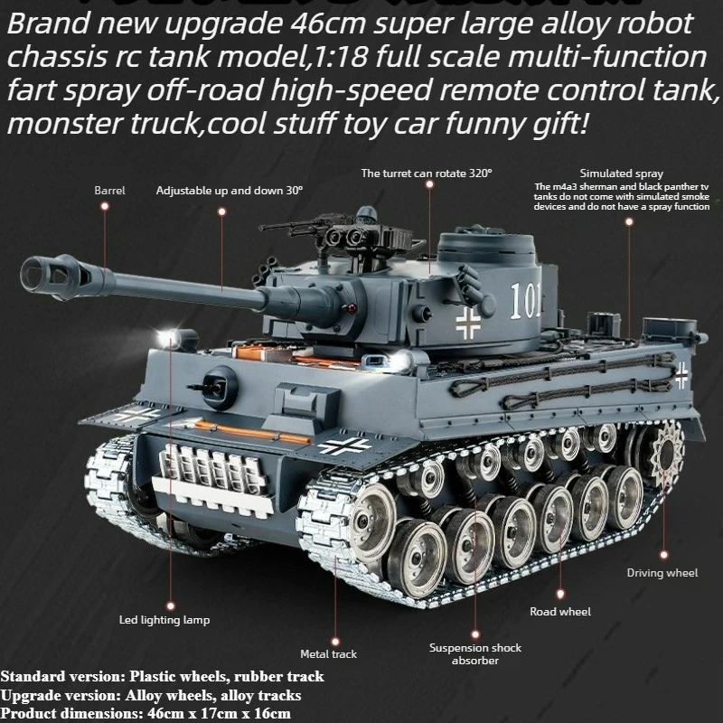 

Cool Stuff Toy Tank Funny Gift-46cm Super Robot Chassis Rc Tank Model,Remote Control Car,Fart Spray Off-road Tanks,Toys for Boys
