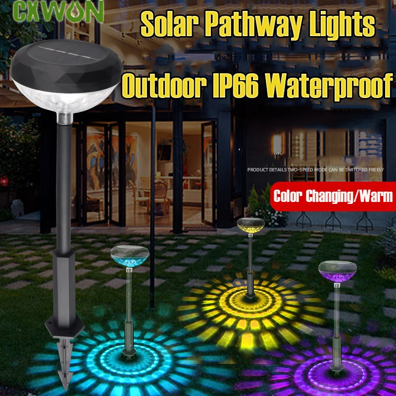 

Solar Lawn Light Color/Warm White Changing Outdoor Waterproof Petal Solar Projection Light for Yard Landscape Garden Decor