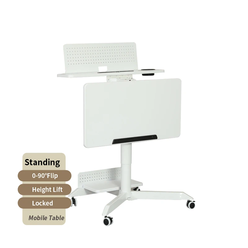 Manufacturer Mobile Gas Spring Standing Flipper Desk Pneumatic Height Adjustable Flip Training Table
