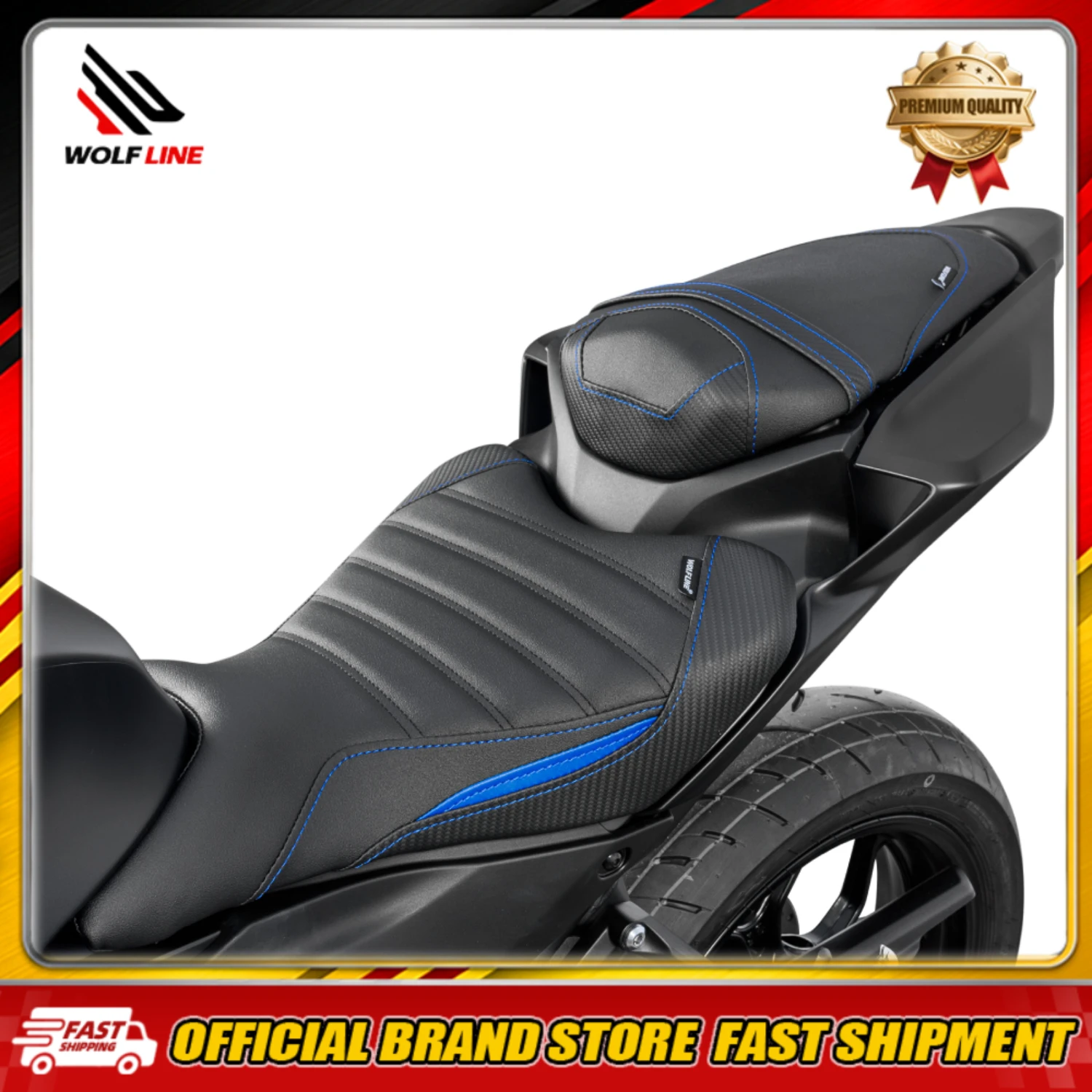WOLFLINE Front Rear Seat Cushion for Yamaha YZF-R3 MT-03 2025 2026 Driver Passenger Complete Seat Saddle Great Upgrade for Rides